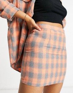 Мини-юбка классического кроя в оранжевую клетку от комплекта Heartbreak-Многоцветный