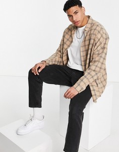 Бежевая рубашка в клетку в стиле "extreme oversized" ASOS DESIGN-Нейтральный