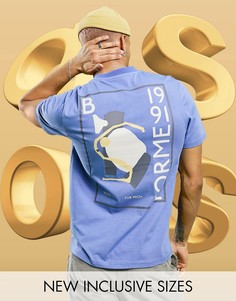 Синяя свободная футболка с художественным принтом ASOS DESIGN-Голубой