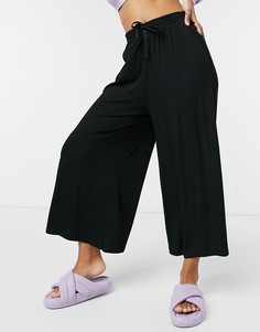 Черные укороченные брюки со шнурком ASOS DESIGN-Черный