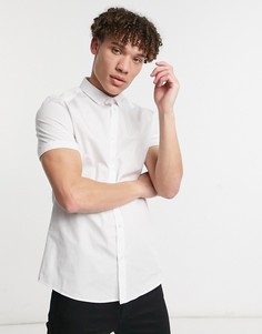 Белая рубашка из поплина с короткими рукавами River Island-Белый