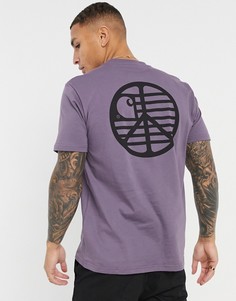 Фиолетовая футболка с принтом со знаком "Peace" на спине Carhartt WIP-Фиолетовый цвет