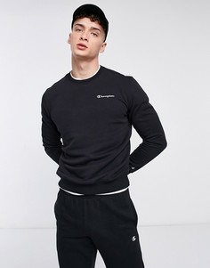 Черный свитшот с маленьким логотипом-надписью Champion