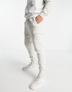 Бежево-серые джоггеры карго с манжетами Nike Colourblock-Нейтральный