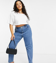 Выбеленные узкие джинсы в винтажном стиле с высокой талией ASOS DESIGN Curve-Голубой