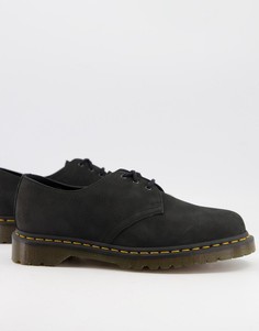 Черные туфли с 3 парами люверсов из нубука Dr Martens 1461-Черный цвет