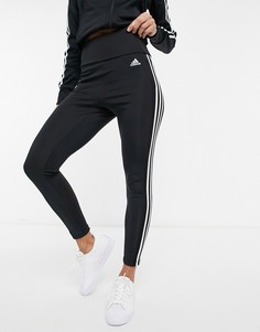 Черные леггинсы с 3 полосками adidas Training-Черный цвет