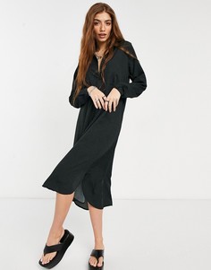 Черное платье-рубашка миди Vero Moda-Черный цвет