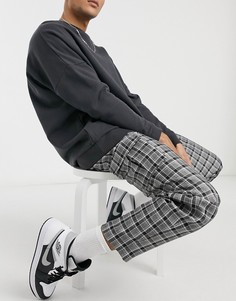 Суженные книзу oversized-брюки карго серого цвета в клетку ASOS DESIGN-Темно-синий