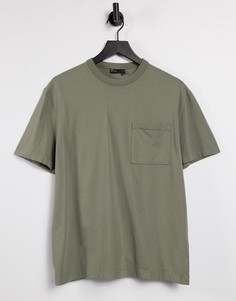 Свободная футболка цвета выбеленного хаки с карманом ASOS DESIGN-Нейтральный