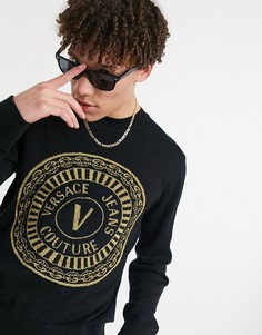 Черный джемпер с логотипом и эмблемой Versace Jeans Couture-Черный цвет