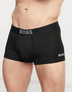 Черные боксеры-брифы из бамбуковой вискозы с логотипом BOSS-Черный цвет