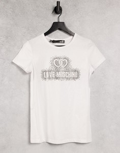 Белая футболка с логотипом Love Moschino-Белый