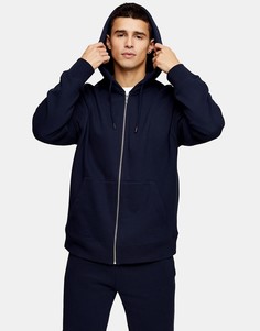 Темно-синий худи на сквозной молнии (от комплекта) Topman
