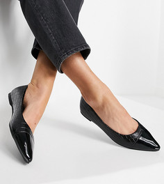 Черные балетки со вставкой на носке Simply Be Extra Wide Fit-Черный цвет