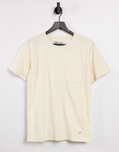 Светло-бежевая футболка из экохлопка Lee-Белый