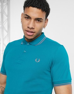 Бирюзовое поло с двойным кантом Fred Perry-Зеленый цвет