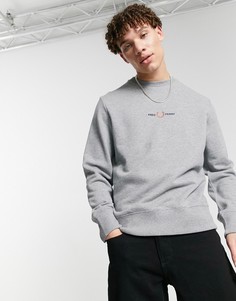 Серый свитшот с вышивкой Fred Perry