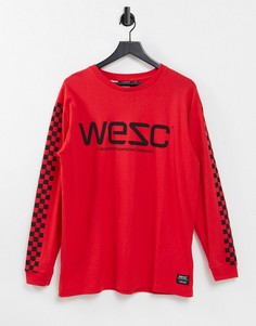 Футболка с шахматной клеткой на длинном рукаве WESC Mason-Красный