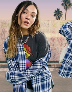 Рубашка в стиле oversize в синюю клетку с карманами ASOS DESIGN-Многоцветный
