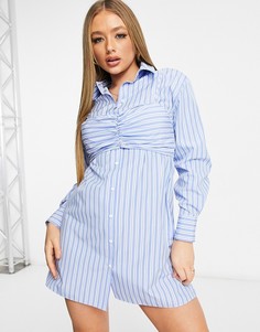 Платье-рубашка мини в полоску со вставкой в виде кроп-топа ASOS DESIGN-Многоцветный