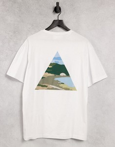 Белая футболка свободного кроя с камуфляжным пейзажным принтом на спине Selected Homme-Белый