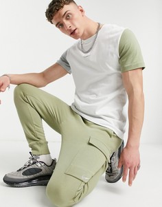 Джоггеры карго цвета хаки с манжетами Nike Colourblock-Зеленый цвет