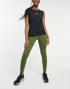 Леггинсы цвета хаки adidas Outdoors Terrex-Зеленый цвет