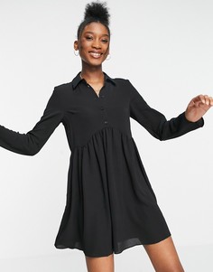 Черное свободное платье-рубашка мини ASOS DESIGN-Черный цвет