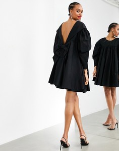 Черное oversized-платье с присборенной юбкой и бантом на спине ASOS EDITION-Черный цвет