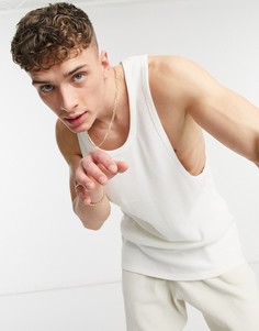 Бежевая майка из вафельного трикотажа ASOS DESIGN-Нейтральный
