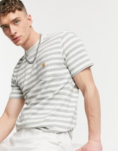 Футболка серого цвета в полоску с карманом Carhartt WIP scotty-Серый
