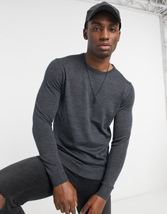 Джемпер из мериносовой шерсти с круглым вырезом Selected Homme new-Серый