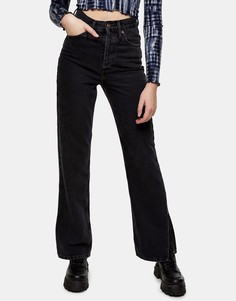 Черные выбеленные джинсы с разрезами Topshop-Черный цвет