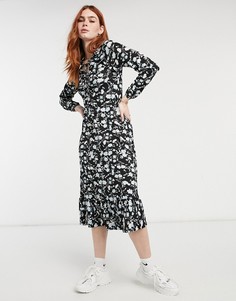 Платье миди с голубым цветочным принтом Miss Selfridge-Голубой