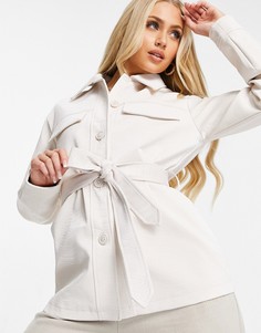 Белый шакет из искусственной кожи со змеиным принтом и ремнем Threadbare Brooke