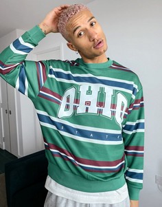Oversized-свитшот с полосками и принтом "Ohio" на груди ASOS DESIGN-Многоцветный
