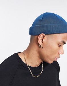 Синяя шапка-бини ASOS DESIGN-Голубой