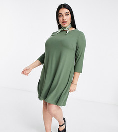 Свободное платье цвета хаки Simply Be-Зеленый цвет