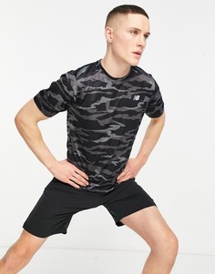 Черная футболка с камуфляжным принтом New Balance Running Accelerate-Черный цвет