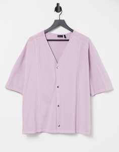 Сиреневая oversized-футболка из плотного трикотажа с вырезом в бейсбольном стиле ASOS DESIGN-Фиолетовый цвет