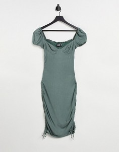 Присборенное платье мини цвета хаки Parallel Lines-Зеленый цвет