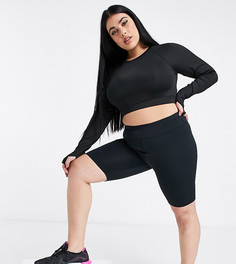 Шорты-леггинсы с логотипом и моделирующим швом сзади ASOS 4505 Curve-Черный цвет