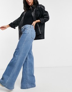 Голубые выбеленные джинсы в стиле 70-х с классической талией и широкими штанинами J Brand Evytte-Белый