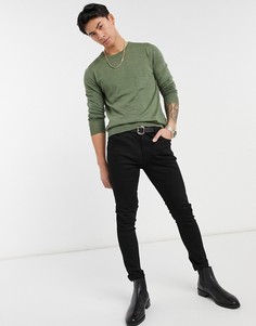 Джемпер из мериносовой шерсти с круглым вырезом Selected Homme new-Зеленый цвет