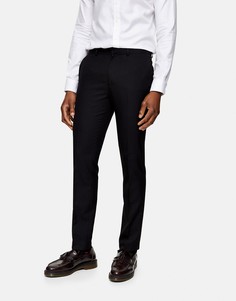 Черные узкие брюки из фактурной ткани Topman-Черный цвет
