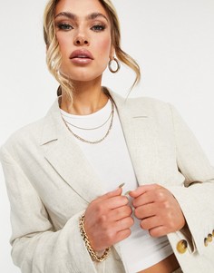 Бежевый льняной пиджак в винтажном стиле ASOS DESIGN-Нейтральный
