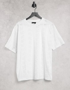 Футболка в стиле oversized с вышивкой ришелье ASOS DESIGN-Белый