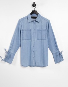 Голубая джинсовая мягкая oversized-рубашка ASOS DESIGN-Голубой