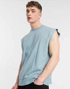 Oversized-майка серо-голубого цвета с широкой отделкой в рубчик по нижнему краю ASOS DESIGN-Серый